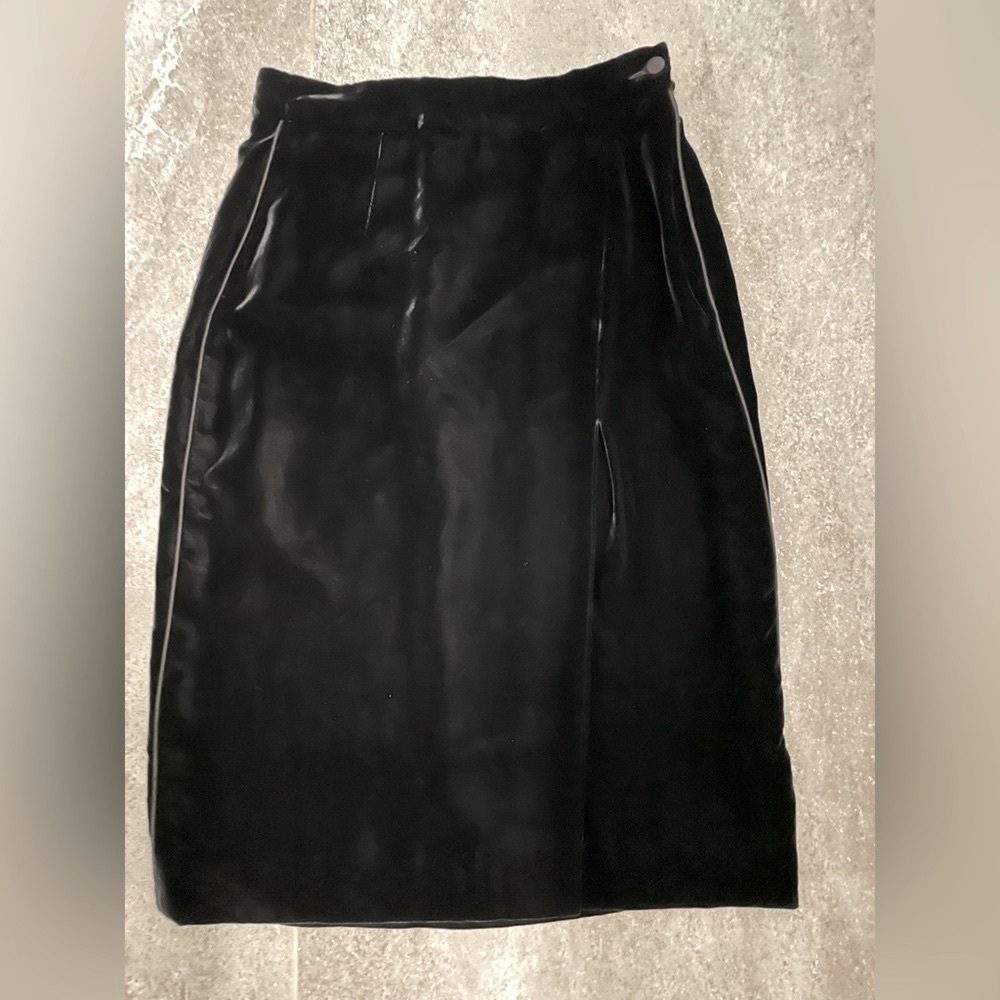 VINTAGE Giorgio Armani Black Velvet Pencil Skirt